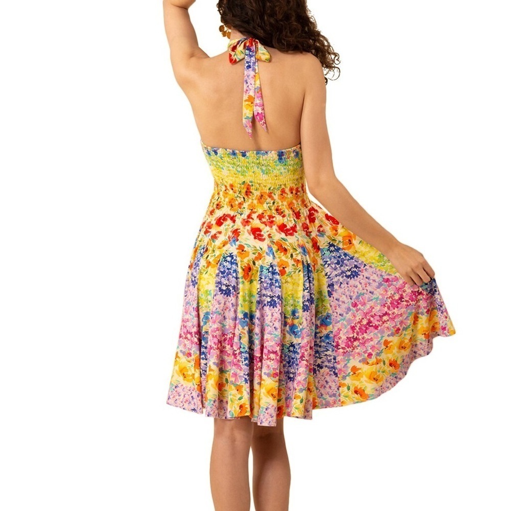 Hale Bob Wren Dress multi color floral halter dress new size XS - Picture 2 of 10